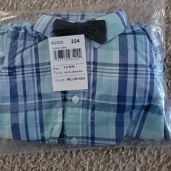 Baby Boys Dad and Me Plaid Poplin 2-Piece Outfit Set - Agua - Picture 4 of 4
